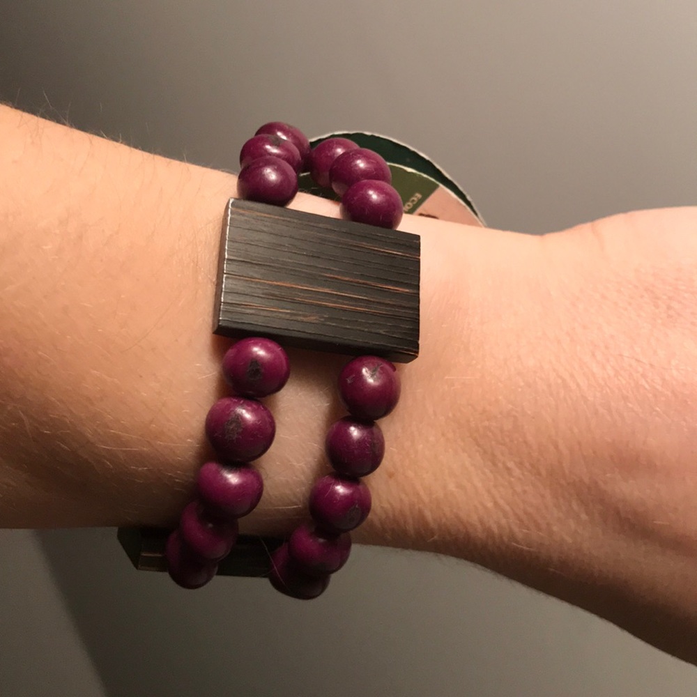 🆕 Rainforest Native Purple Seed Wood Bracelet Eco